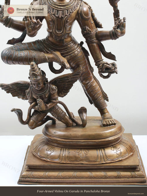 Four-Armed Vishnu On Garuda in Panchaloha Bronze