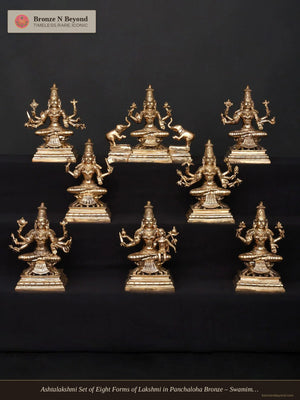 Ashtalakshmi Set of Eight Forms of Lakshmi in Panchaloha Bronze