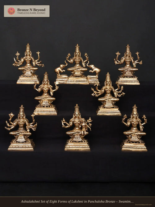Ashtalakshmi Set of Eight Forms of Lakshmi in Panchaloha Bronze
