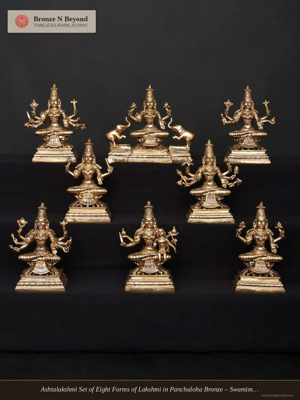 Ashtalakshmi Set of Eight Forms of Lakshmi in Panchaloha Bronze