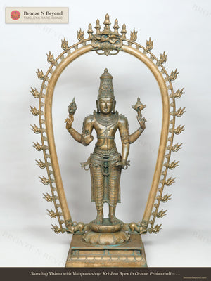 Standing Vishnu with Vatapatrashayi Krishna Apex in Ornate Prabhavali
