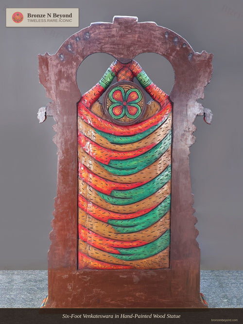 Six-Foot Venkateswara in Hand-Painted Wood Statue
