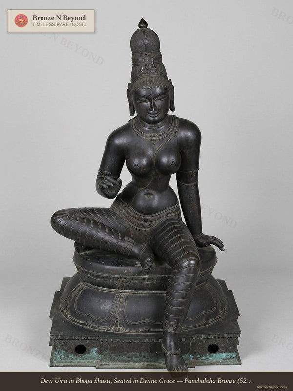 Devi Uma in Bhoga Shakti, Seated in Divine Grace — Panchaloha Bronze (52 in)