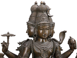Standing Eight-Armed Lord Dattatreya with Four Dogs and Cow in Bronze – Swamimalai, Tamil Nadu