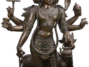 Standing Eight-Armed Lord Dattatreya with Four Dogs and Cow in Bronze – Swamimalai, Tamil Nadu