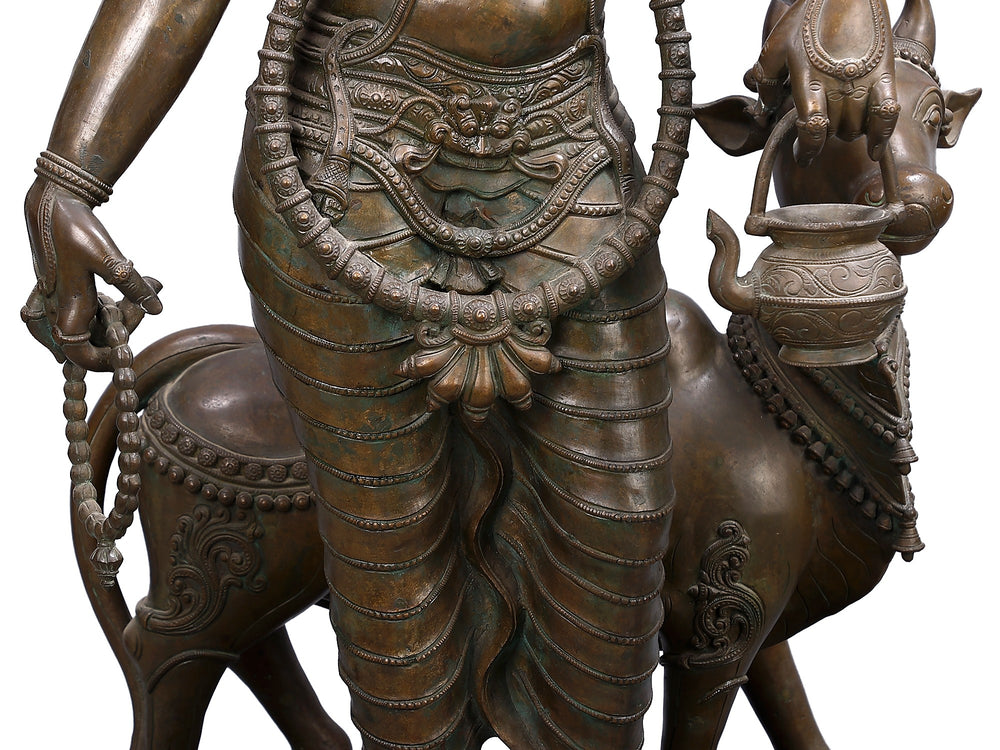 Standing Eight-Armed Lord Dattatreya with Four Dogs and Cow in Bronze – Swamimalai, Tamil Nadu