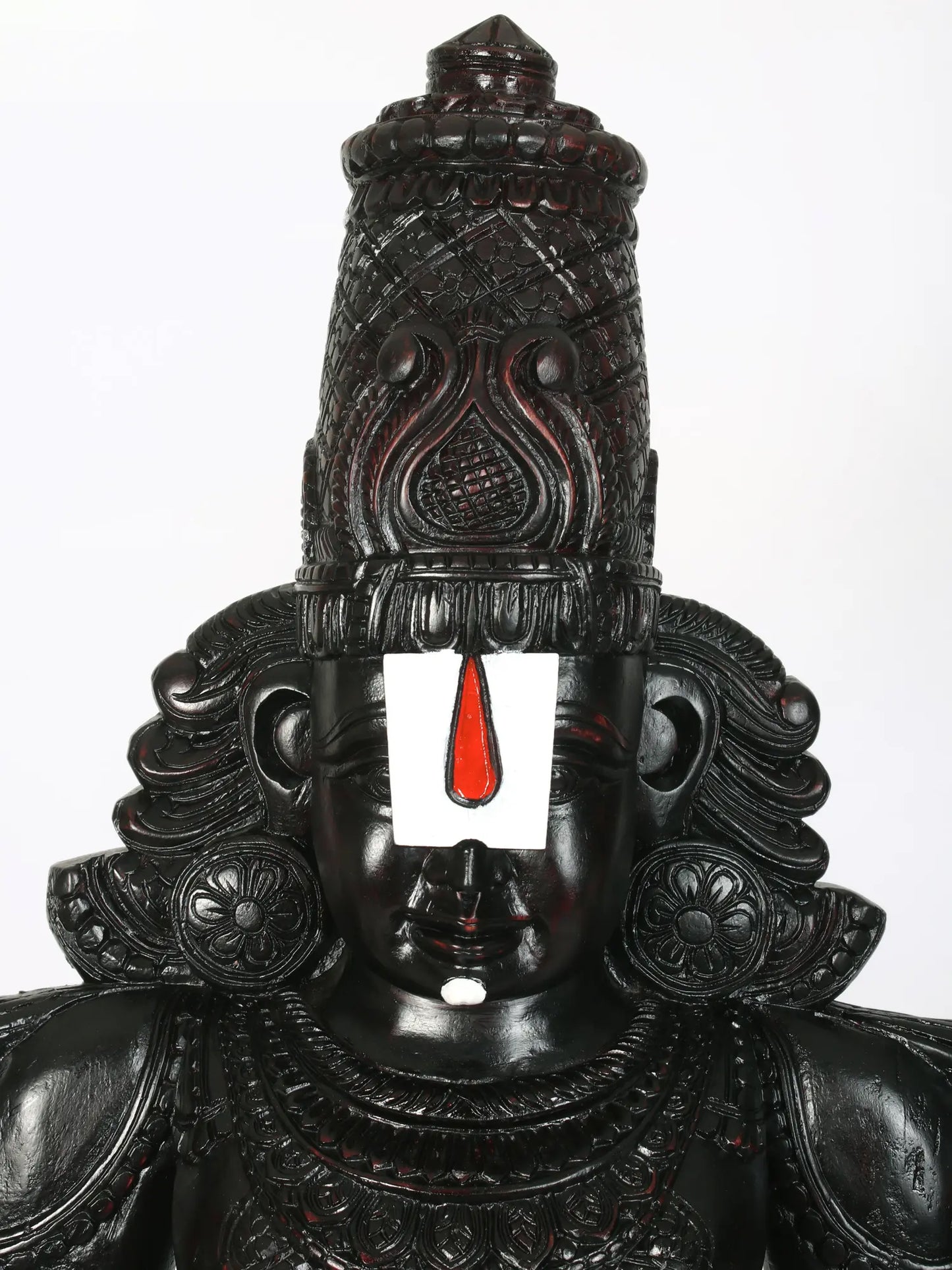 63" Large Statue of Lord Tirupati Balaji (Venkateshvara) in Wood | Wood Carved Figurine for Temple