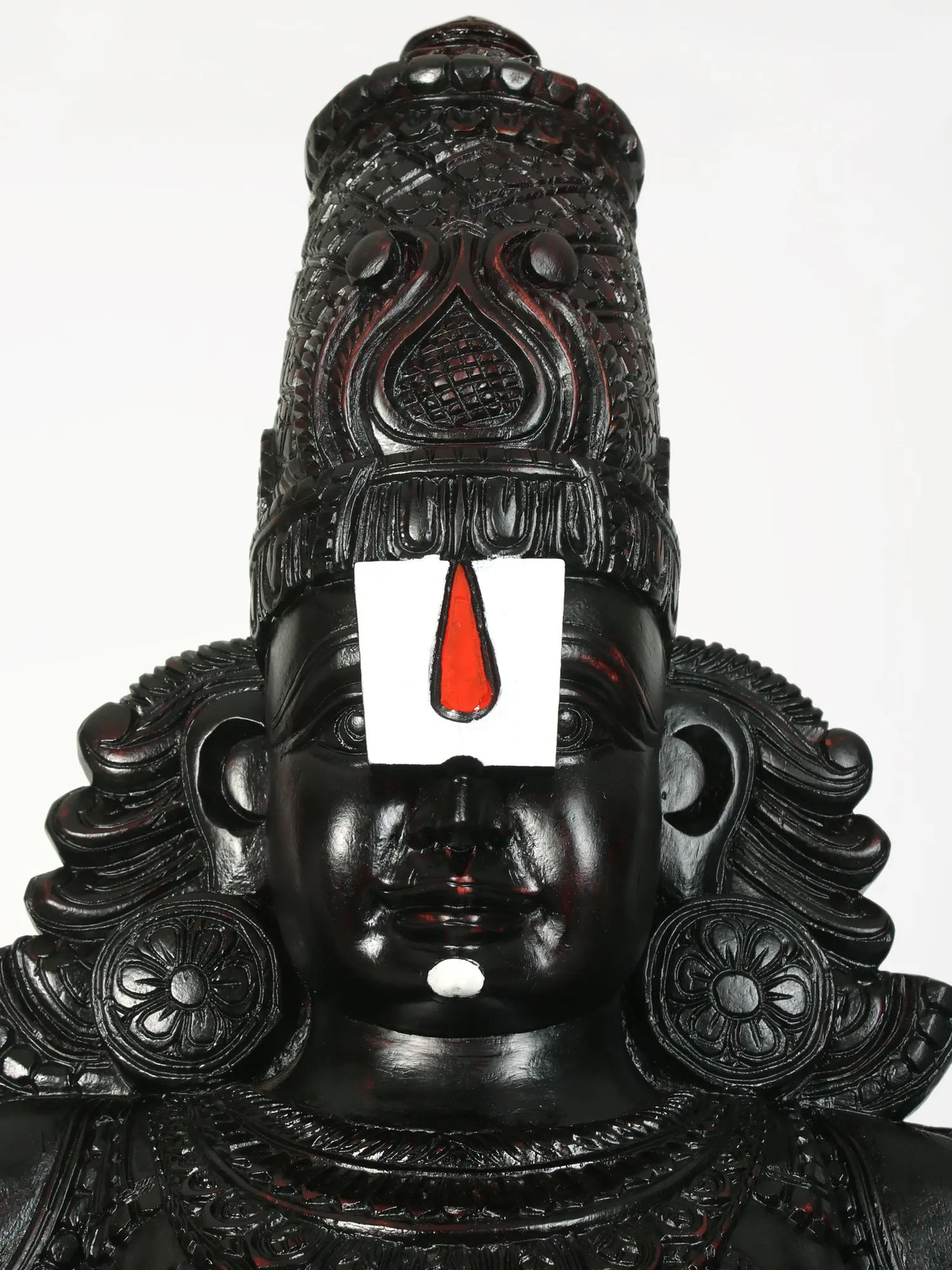 63" Large Statue of Lord Tirupati Balaji (Venkateshvara) in Wood | Wood Carved Figurine for Temple