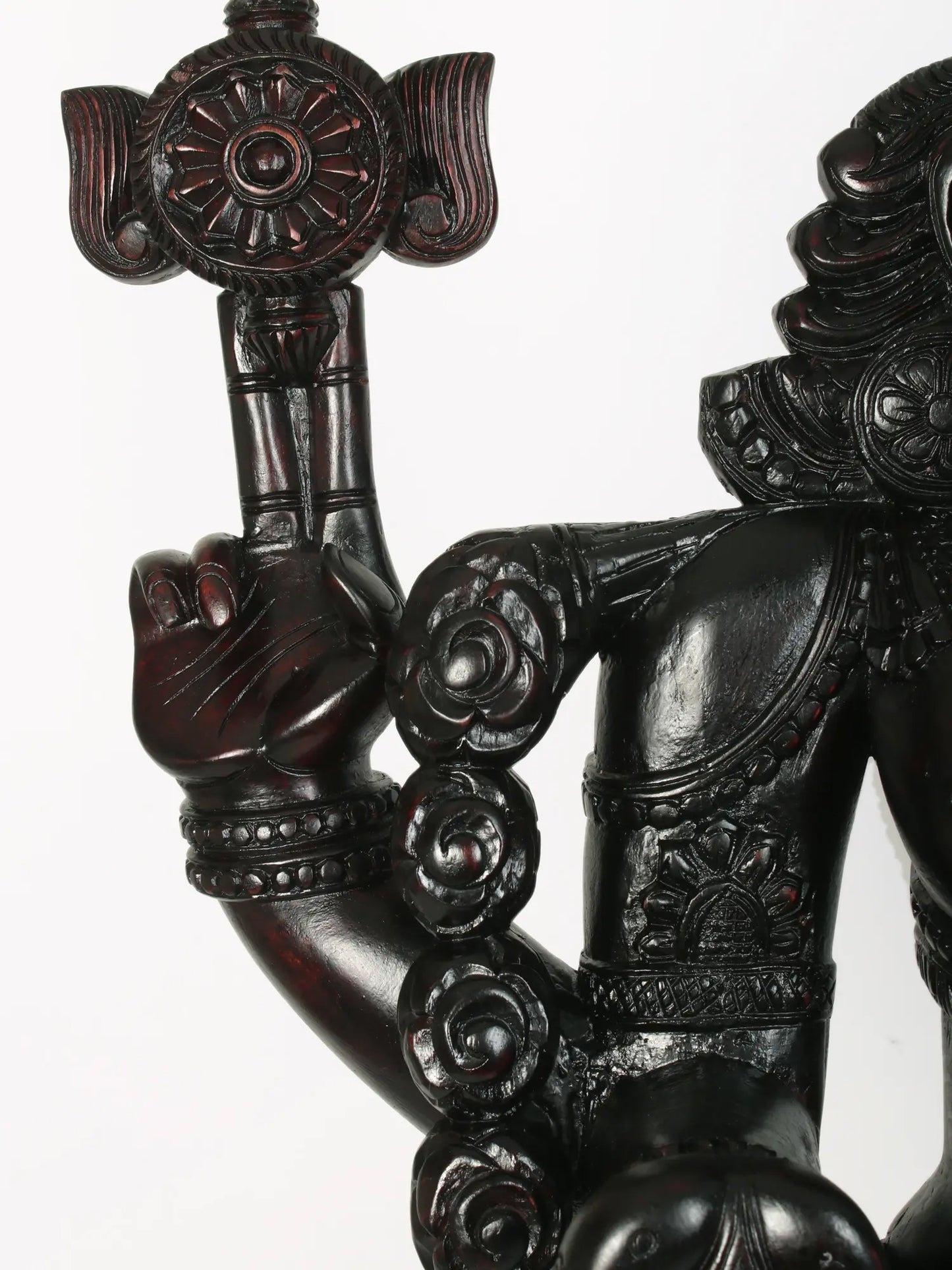 63" Large Statue of Lord Tirupati Balaji (Venkateshvara) in Wood | Wood Carved Figurine for Temple