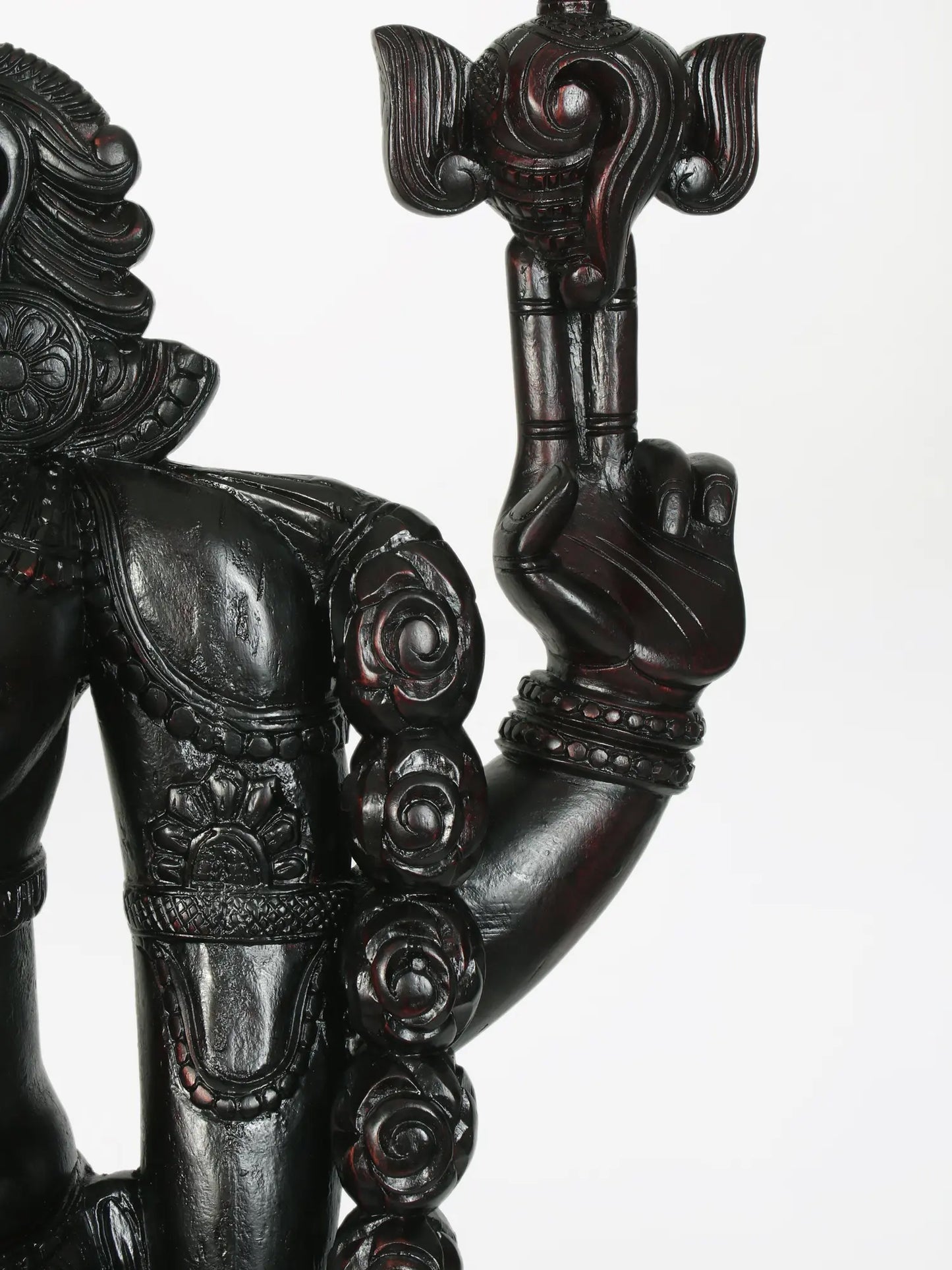 63" Large Statue of Lord Tirupati Balaji (Venkateshvara) in Wood | Wood Carved Figurine for Temple