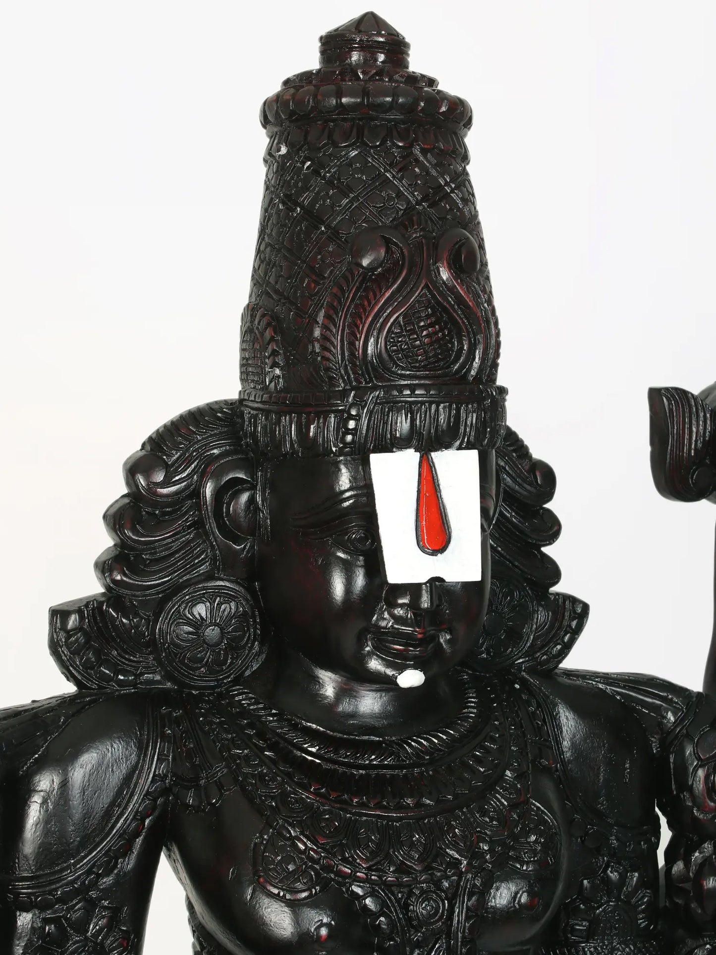 63" Large Statue of Lord Tirupati Balaji (Venkateshvara) in Wood | Wood Carved Figurine for Temple