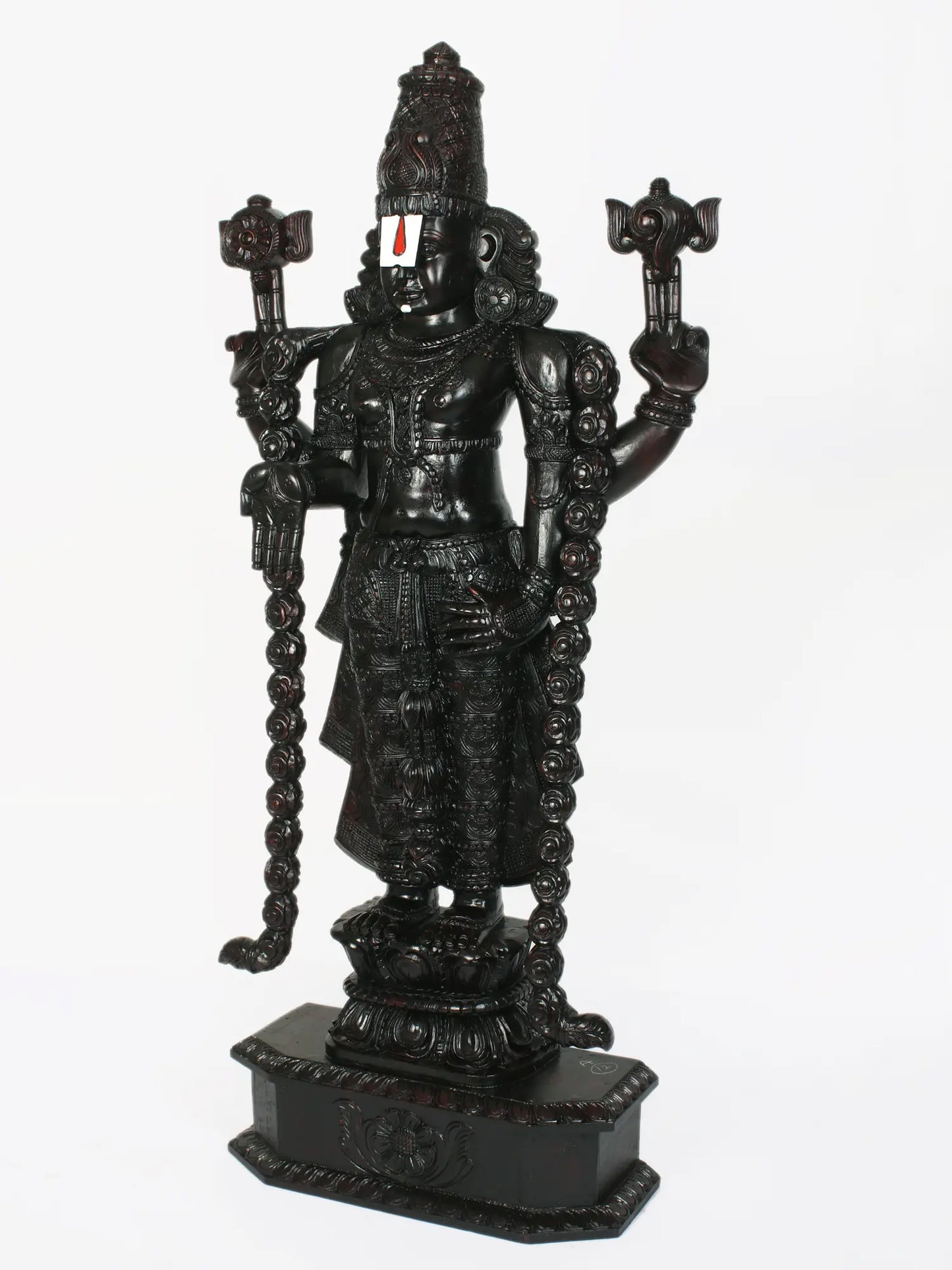 63" Large Statue of Lord Tirupati Balaji (Venkateshvara) in Wood | Wood Carved Figurine for Temple