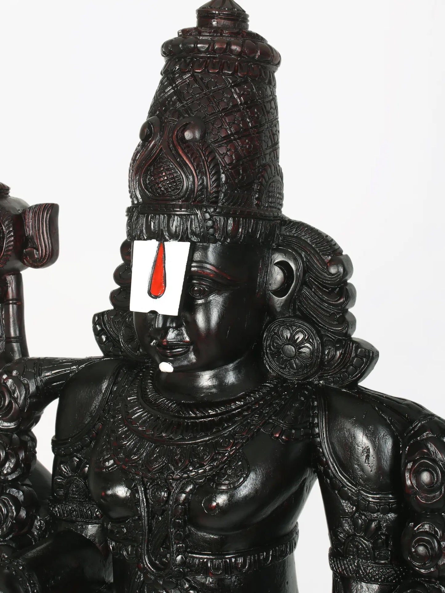 63" Large Statue of Lord Tirupati Balaji (Venkateshvara) in Wood | Wood Carved Figurine for Temple