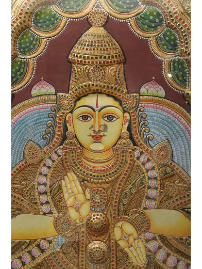 Super Large Tanjore Painting of Goddess Gajalakshmi with Frame | Traditional Colors with 24 Karat Gold