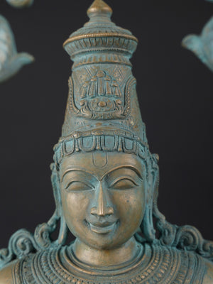 Four-Armed Vishnu with Dashavatara Aureole in Patinated Bronze – Swamimalai, Tamil Nadu