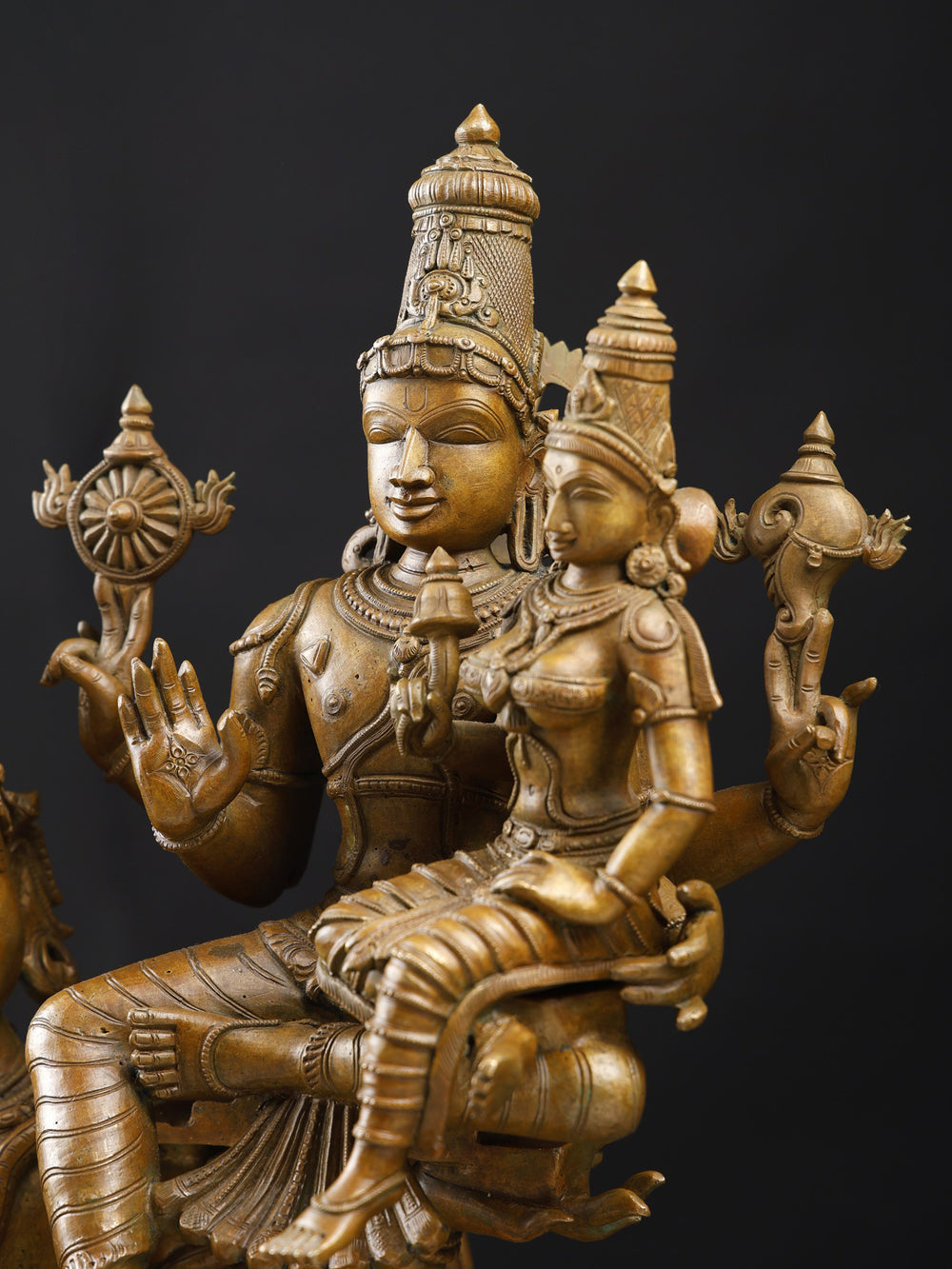 Vishnu Seated on Garuda with Lakshmi in Bronze – Swamimalai, Tamil Nadu