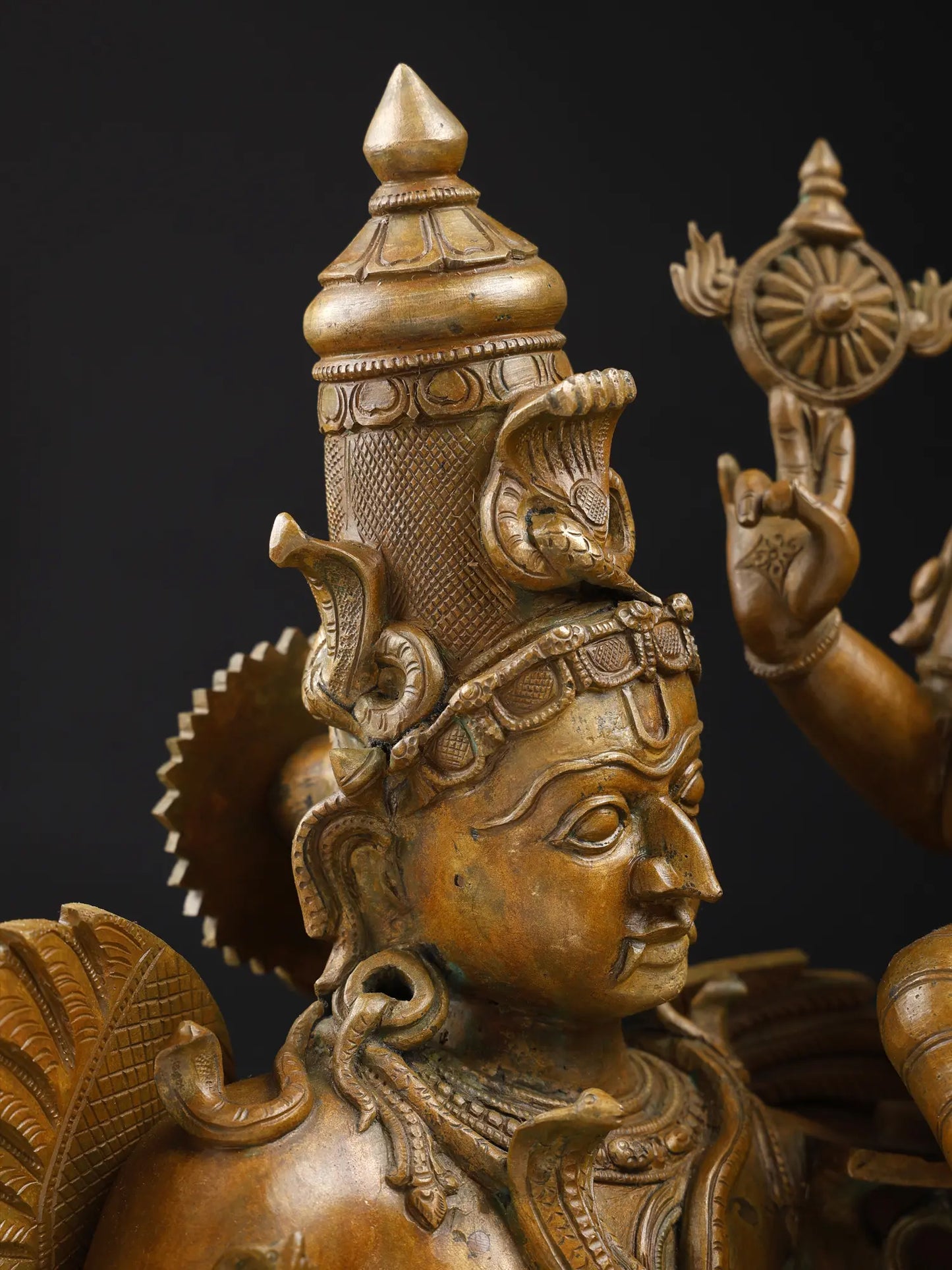 29"Lakshmi-Narayana Seated on Garuda | Bronze Statue