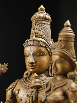 Vishnu Seated on Garuda with Lakshmi in Bronze – Swamimalai, Tamil Nadu