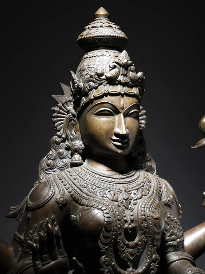 52" Large Superfine Goddess MahaLakshmi Standing on Lotus in Blessing Gesture | Panchaloha Bronze Statue