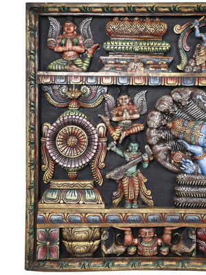 Padmanabhaswamy Vishnu in Large Polychrome Wood Panel