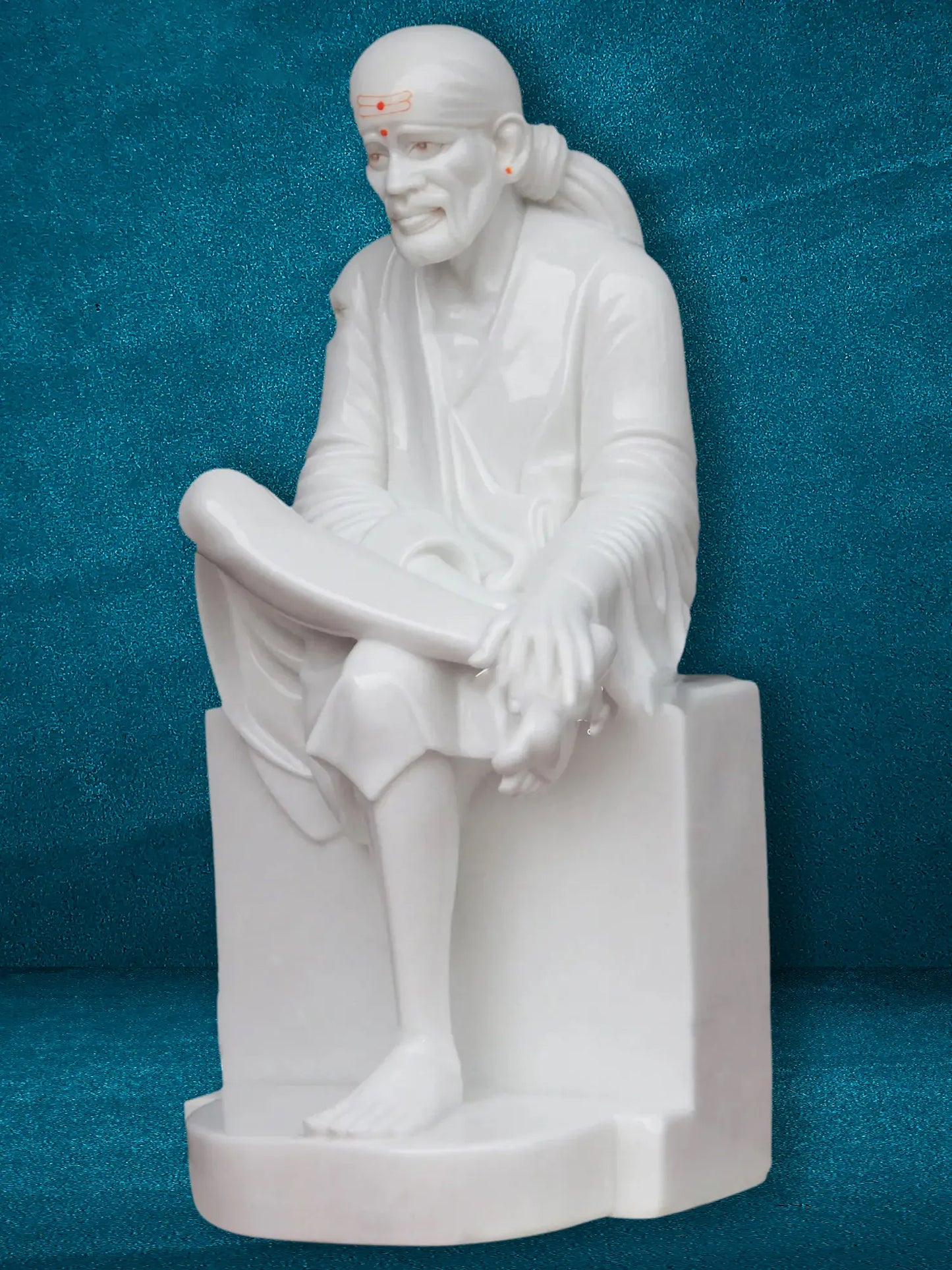 24" Spiritual Idol Of Saint Sai | White Vietnam Marble Statue | Handmade Figurine for Temple