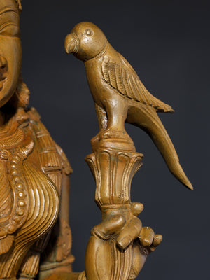 Andal Devi in Tribhanga with Parrot in Bronze – Swamimalai, Tamil Nadu