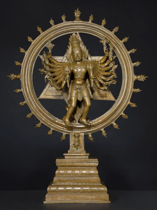 21" Superfine Statue of Sudarshana | Handmade Bronze Statue