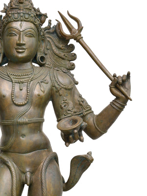 Standing Bhikshatana Shiva with Serpent and Skull in Bronze – Swamimalai, Tamil Nadu