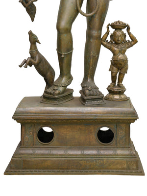 Standing Bhikshatana Shiva with Serpent and Skull in Bronze – Swamimalai, Tamil Nadu