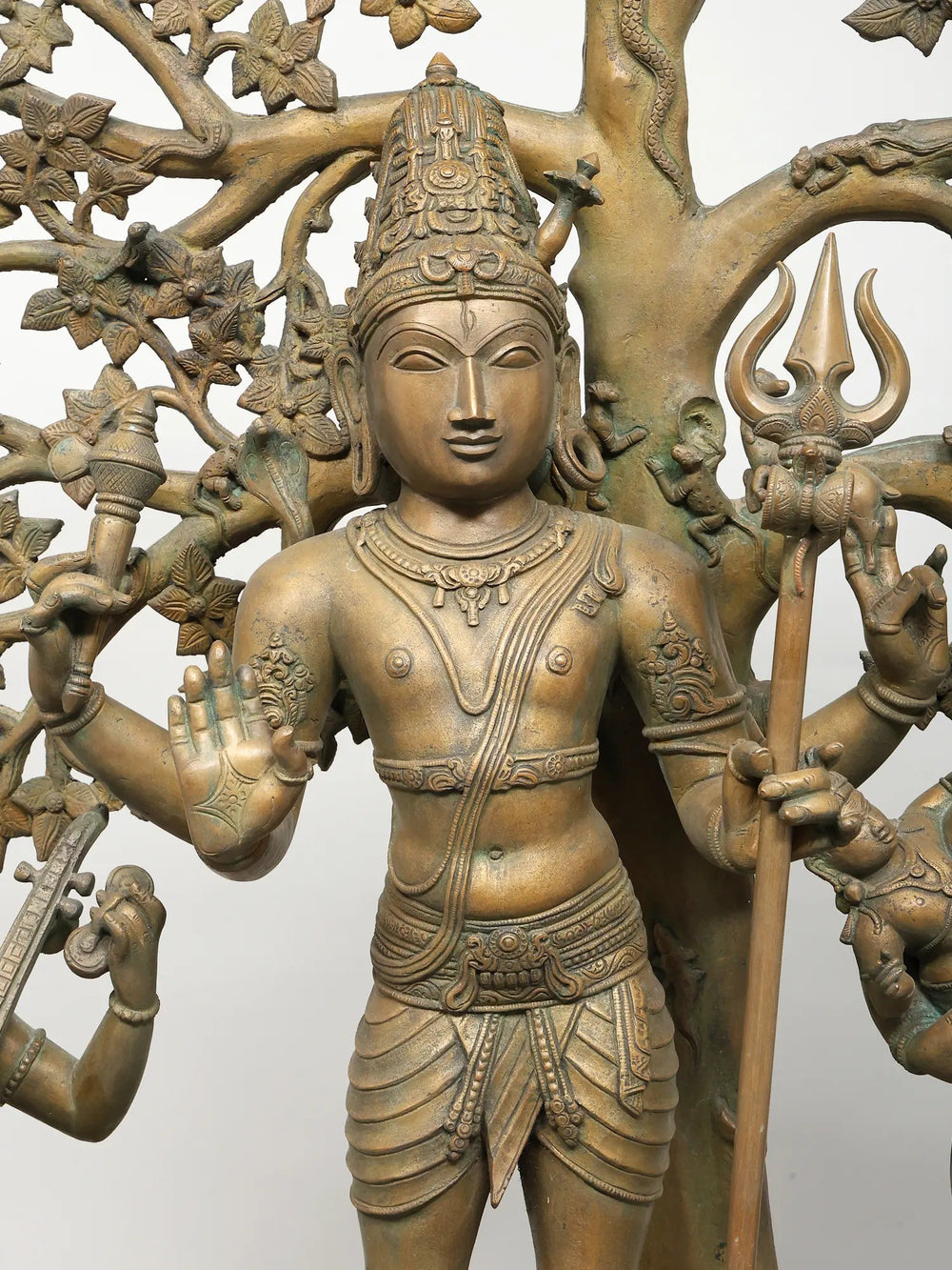 Monumental Shiva Parivar under Tree in Panchaloha Bronze – Lost-Wax Cast, Swamimalai, Tamil Nadu