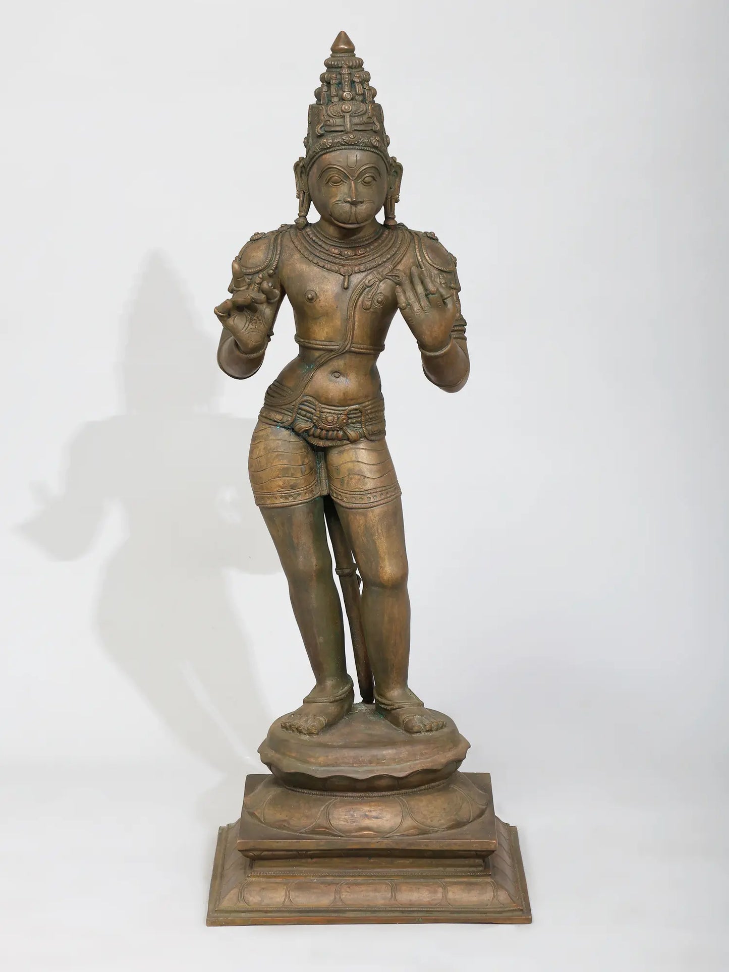 24" Lord Hanuman Standing On Lotus (Lost-Wax) | Madhuchista Vidhana | Panchaloha Bronze from Swamimalai