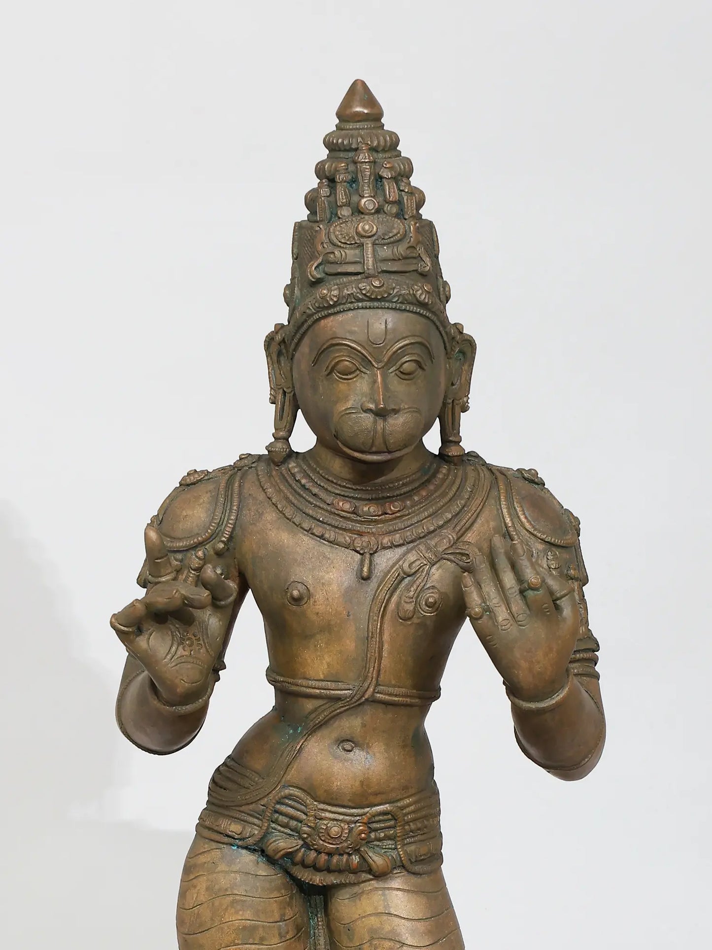 24" Lord Hanuman Standing On Lotus (Lost-Wax) | Madhuchista Vidhana | Panchaloha Bronze from Swamimalai