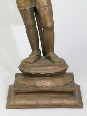 Hanuman Standing in Conversational Pose: Classical Panchaloha Bronze Sculpture