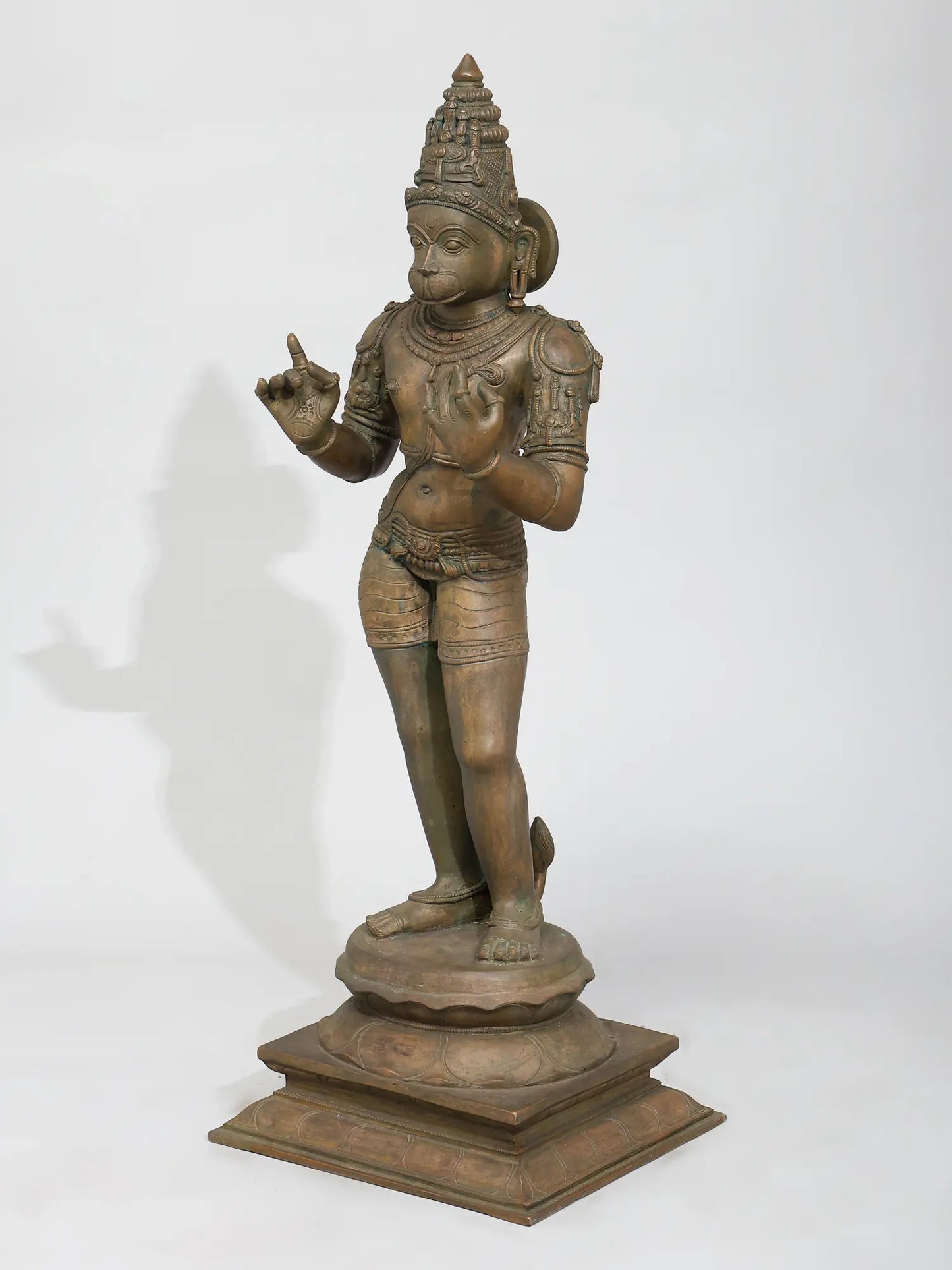 24" Lord Hanuman Standing On Lotus (Lost-Wax) | Madhuchista Vidhana | Panchaloha Bronze from Swamimalai