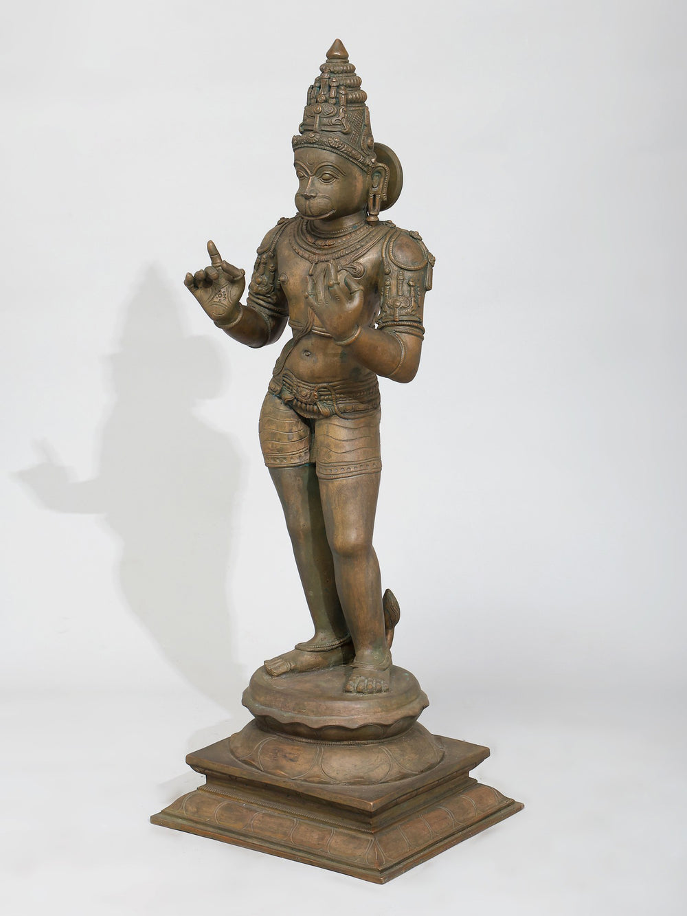 Hanuman Standing in Conversational Pose: Classical Panchaloha Bronze Sculpture