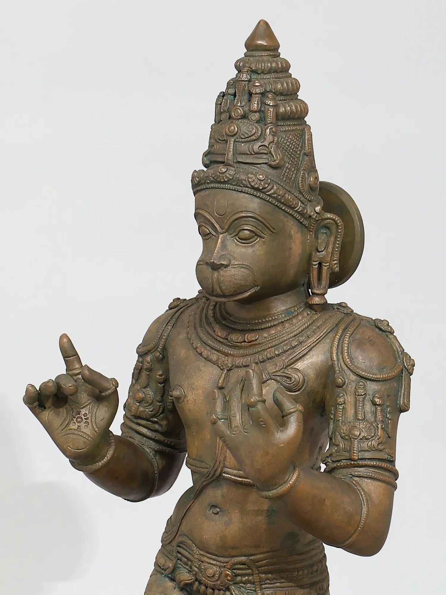 24" Lord Hanuman Standing On Lotus (Lost-Wax) | Madhuchista Vidhana | Panchaloha Bronze from Swamimalai