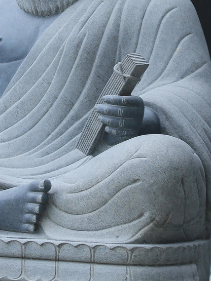 60" Large Thiruvalluvar Seated Granite Stone Idol | Handmade Granite Stone Sculpture