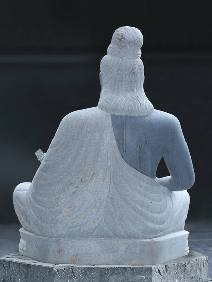 60" Large Thiruvalluvar Seated Granite Stone Idol | Handmade Granite Stone Sculpture