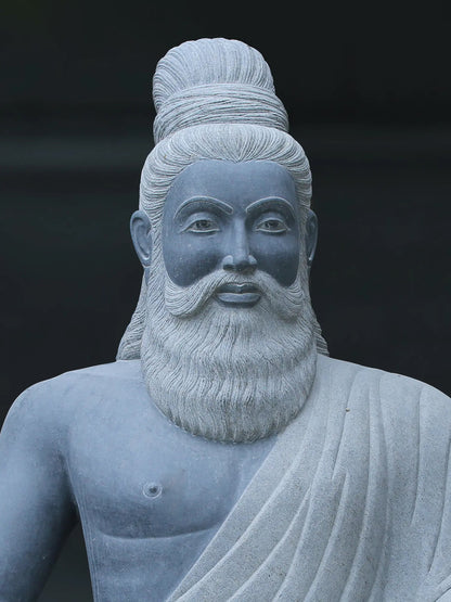 60" Large Thiruvalluvar Seated Granite Stone Idol | Handmade Granite Stone Sculpture