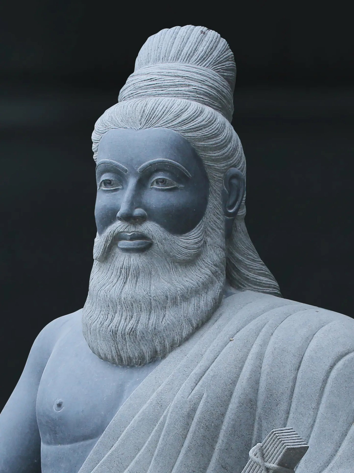 60" Large Thiruvalluvar Seated Granite Stone Idol | Handmade Granite Stone Sculpture