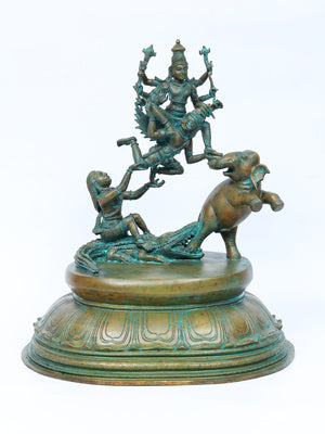 Gajendra Moksha with Garuda-Mounted Vishnu in Panchaloha Bronze