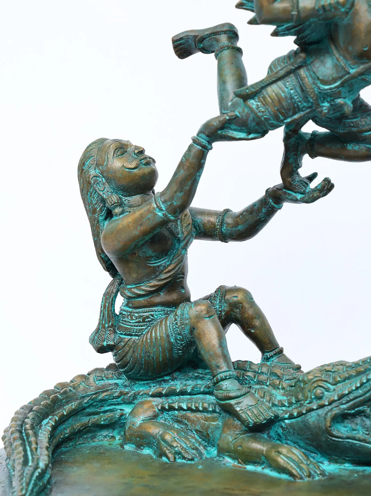 17" Gajendra Moksha - Lord Vishnu on Garuda | Bronze Masterpiece