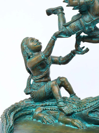 17" Gajendra Moksha - Lord Vishnu on Garuda | Bronze Masterpiece