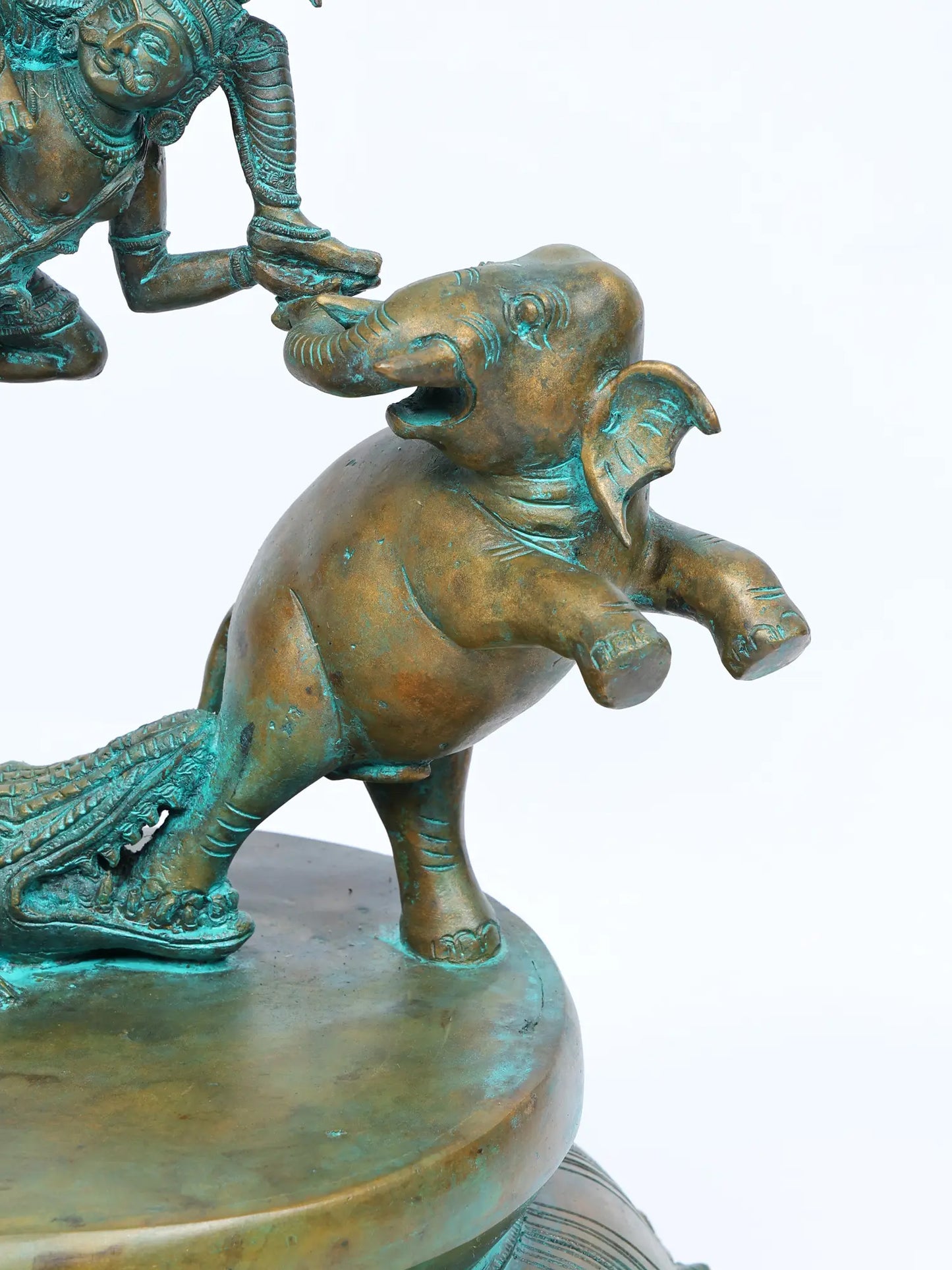 17" Gajendra Moksha - Lord Vishnu on Garuda | Bronze Masterpiece