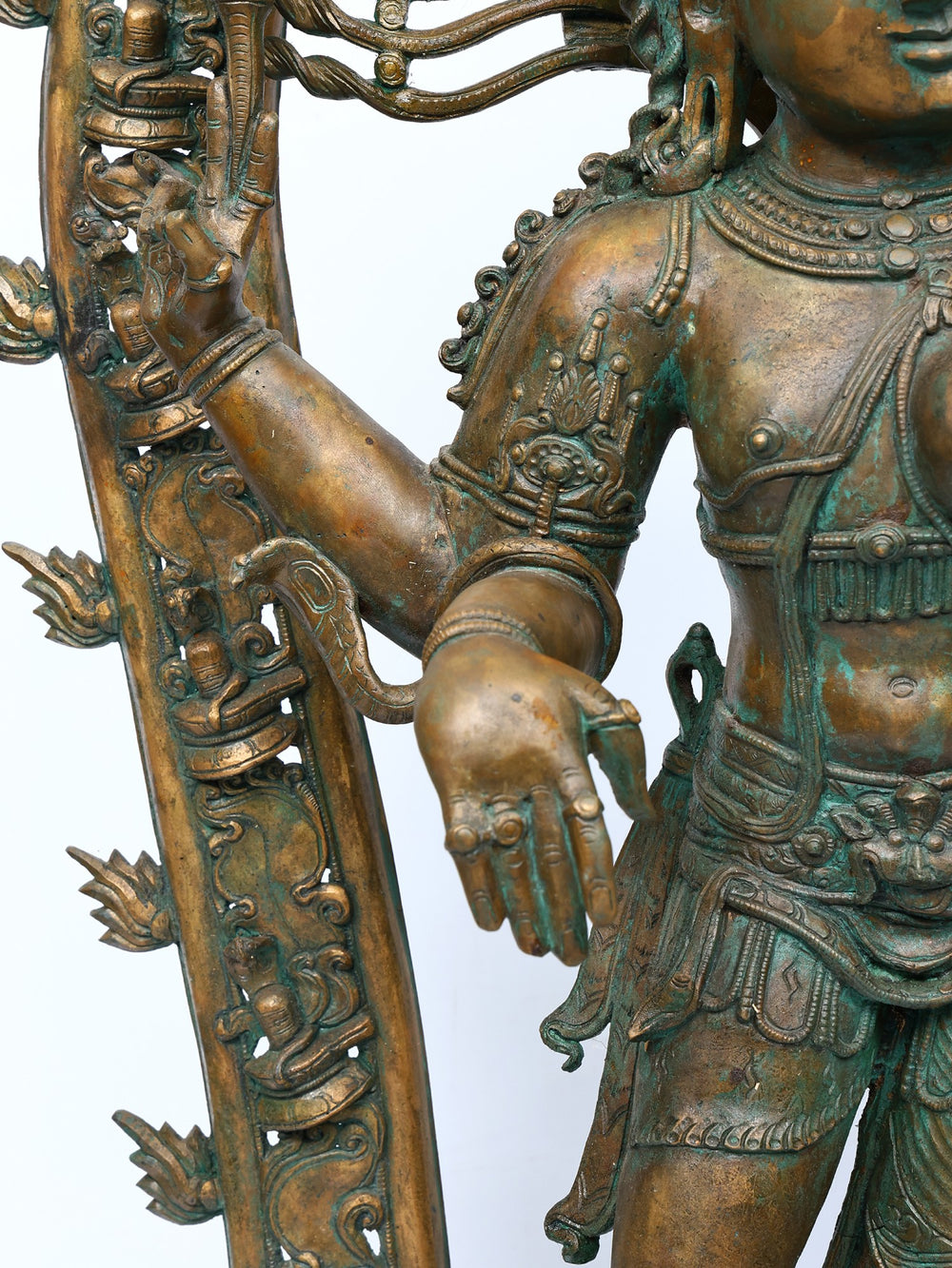 Ardhanarishvara with Foliage and Flame Prabhavali in Panchaloha Bronze – Swamimalai, Tamil Nadu
