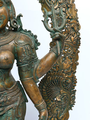 Ardhanarishvara with Foliage and Flame Prabhavali in Panchaloha Bronze – Swamimalai, Tamil Nadu