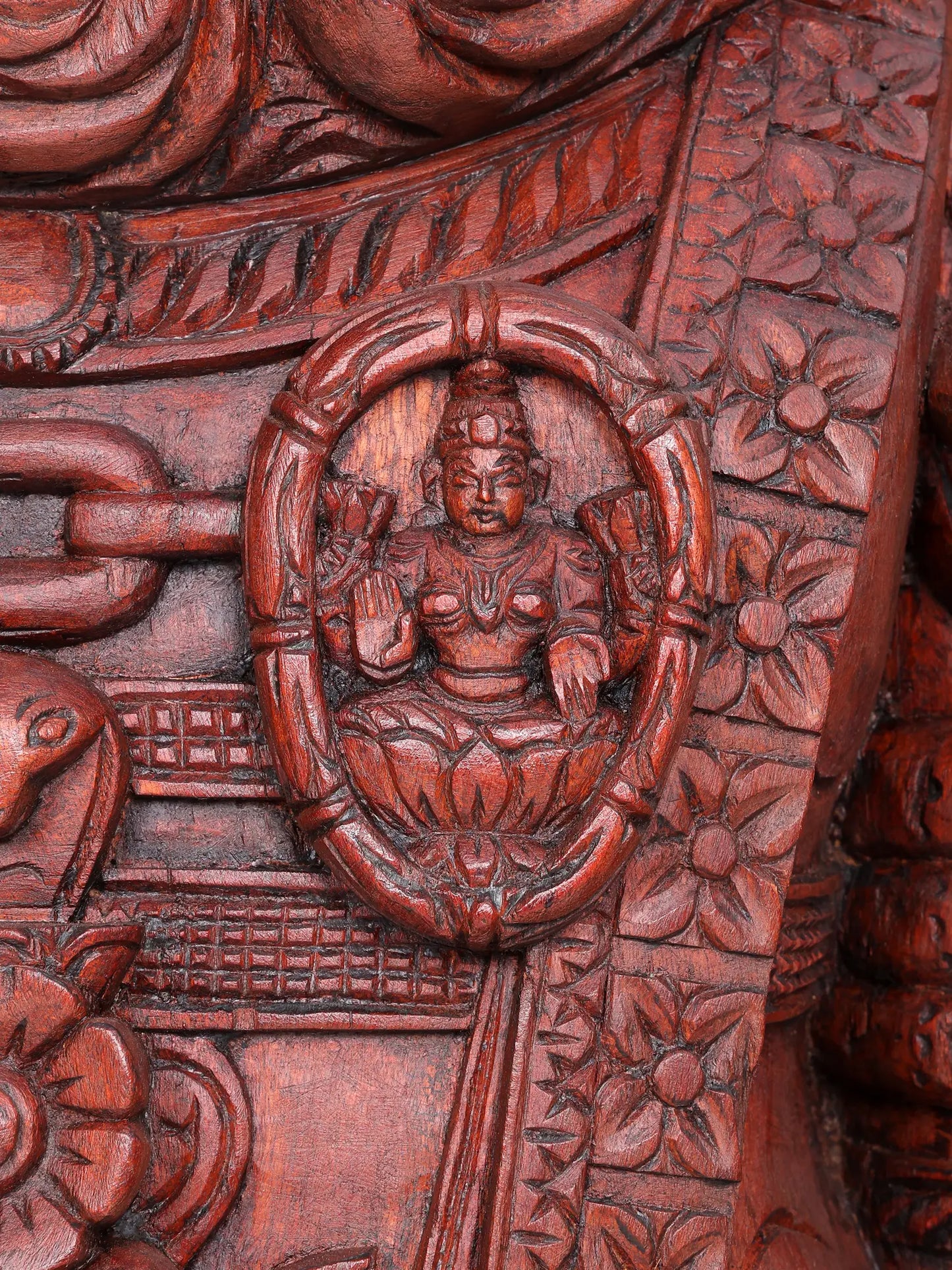 98" Super Large Wood Statue of Tirupati Balaji (Venkateshvara) with Kirtimukha | Wood Carved Figurine for Temple