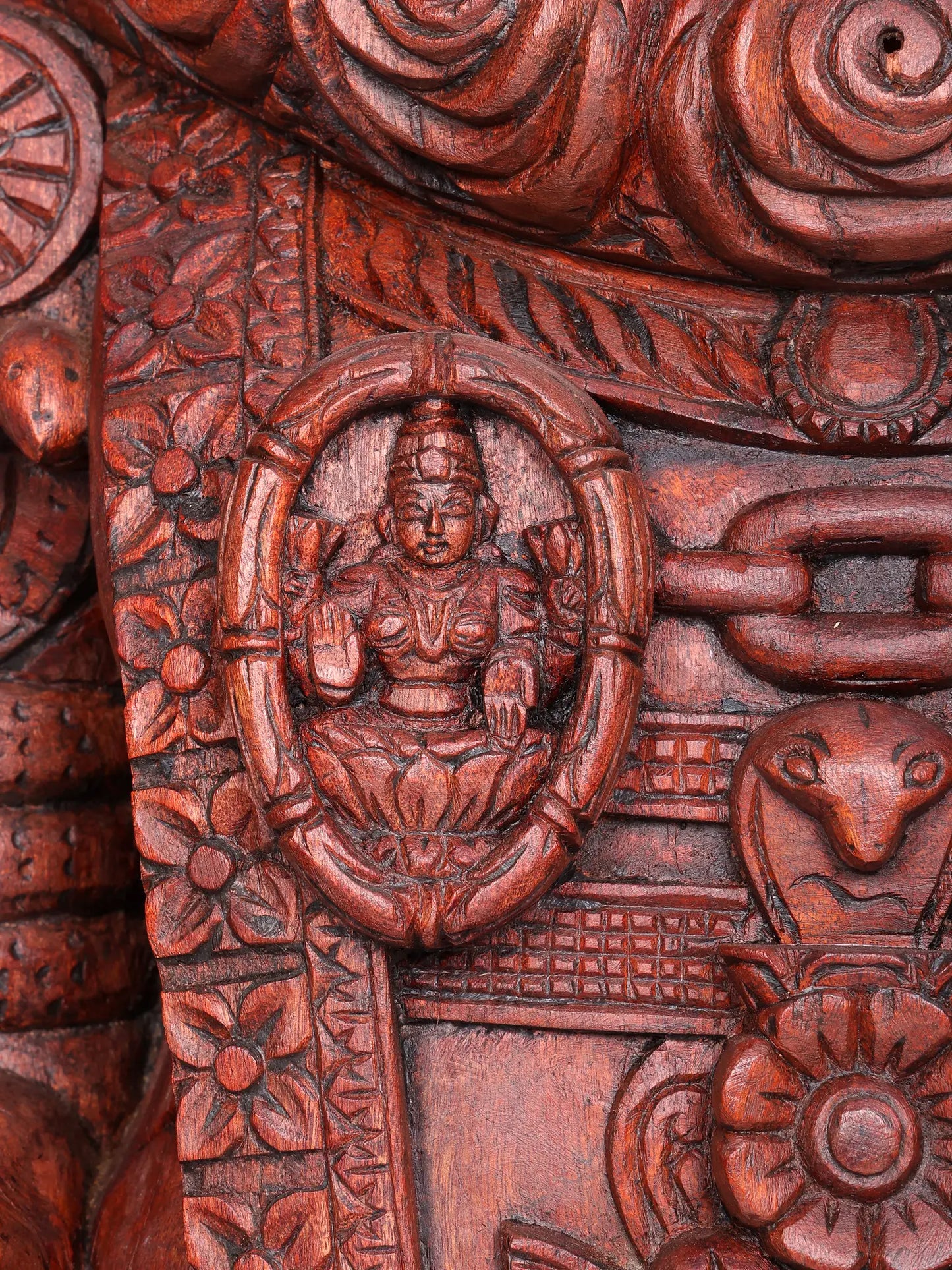 98" Super Large Wood Statue of Tirupati Balaji (Venkateshvara) with Kirtimukha | Wood Carved Figurine for Temple