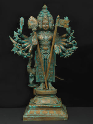 Kartikeya with Vel, Rooster Banner and Peacock Mount in Panchaloha Bronze