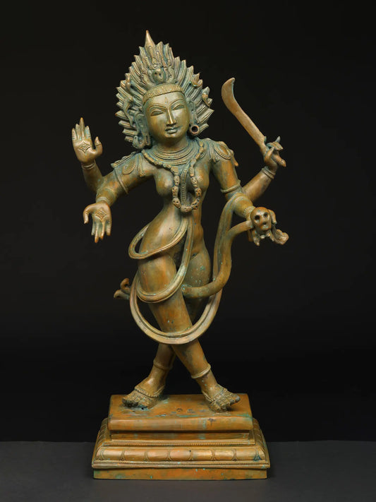 21" Dancing Goddess Kali with Four Arms | Panchaloha Bronze Statue from Swamimalai